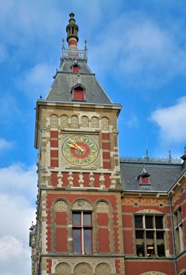 Central train station building in Amsterdam