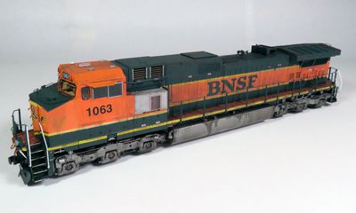 BNSF 1063, ScaleTrains, custom numbered/decalled (w/ H3 logo and stripe on the nose).