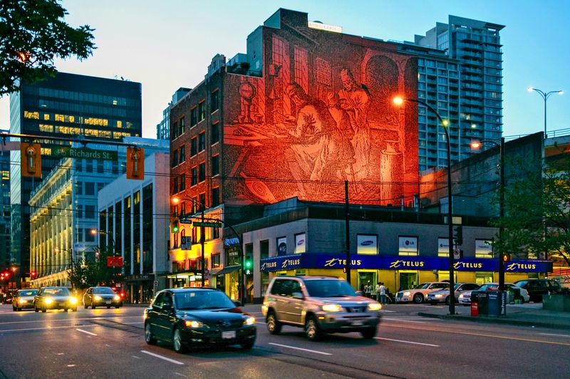 Mural on the Randall Building (installed 1991, removed 2023)