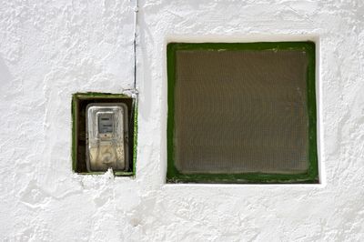 Electricity meter on a white wall