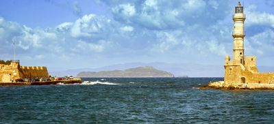 The Venetion lighthouse at the harbour entrance