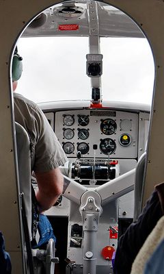 Cockpit of the DeHaviland float plane