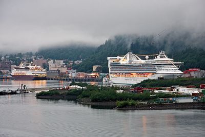 Statendam and Golden Princess docked in Juneau