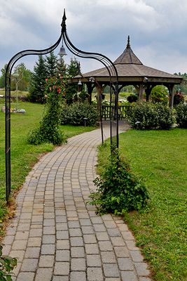 In the garden of Lake Pleasant Lodge, in the Adirondacks