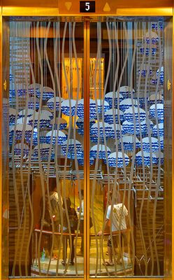 View through transparent elevator doors