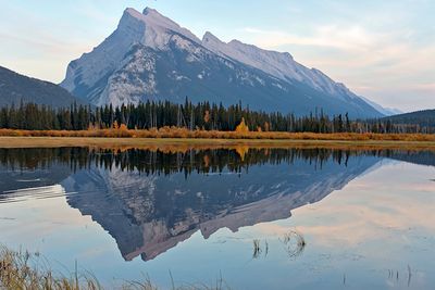 Mount Rundle reflected in the 1st Vermillion Lake