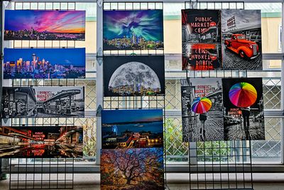 A display of photographs for sale