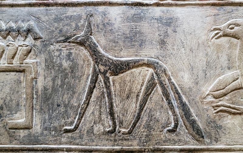 carving of Anubis in tomb at Saqqara