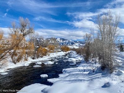 Yampa River with ski resort in background