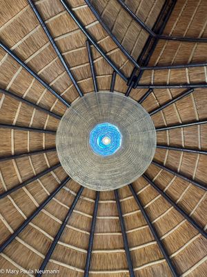 Thatched ceiling of our hut at Moani Mountain camp
