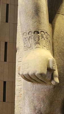 part of Ramses II statue in entry of GEM