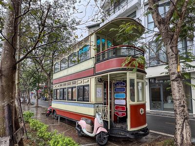 Street car turned food truck in Hanoi