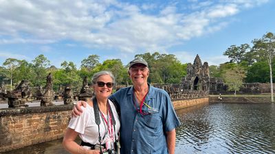 At entrance to. Angkor Thom