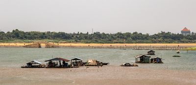 Bamboo bridge over the Mekong River