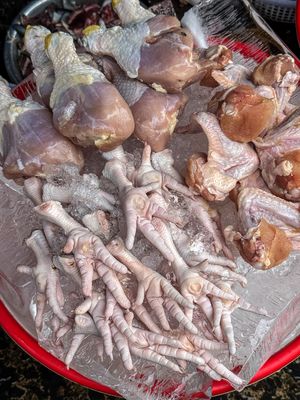 chicken parts at market