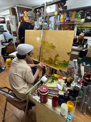 Artist in lacquer factory