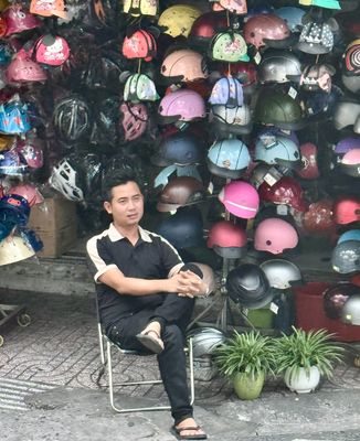 Helmet merchant in Saigon