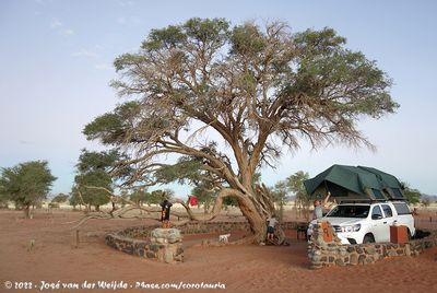 Setting up camp for our 2nd night in Sesriem