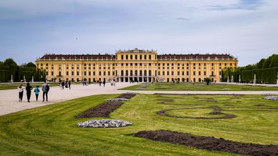Schoenbrunn Palace seen from the gardens.