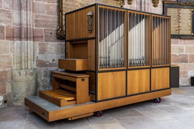 Mobile pipe organ inside St Sebald Chruch.