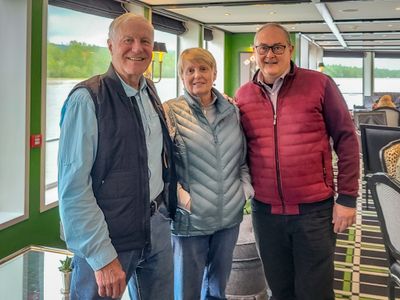 Sebastian, our Hotel Manager nearly seven years earlier in Bordeaux, came aboard to meet us in Basel.  It was a lot of fun!