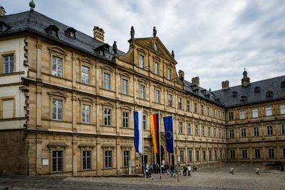 The Prince-Bishop's residence in Bamberg.  Note the jagged left end stones indicating that the building was not finished.
