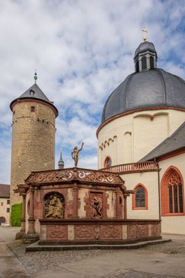 While Katy was at the palace, I climbed to the fortress.  These are the prison tower, well, and chapel inside the walls.