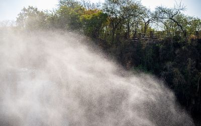 Spray created by the falls