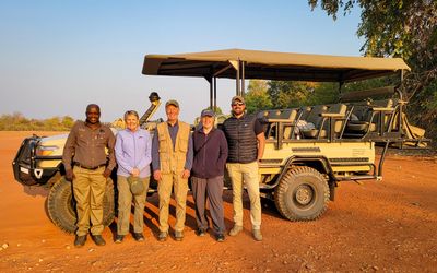 Preparing to leave for Bumi Hills. Mash, Katy, Tom, Leigh, and Tristan.