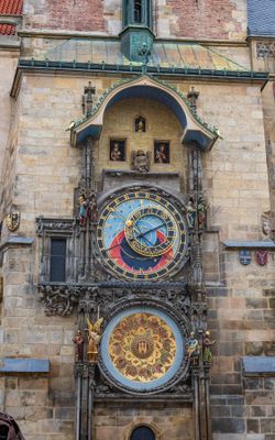 600 year old astronomical clock on the Prague city hall