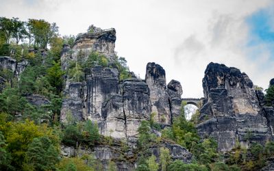 Bastei and the Bastei bridge from the Elbe
