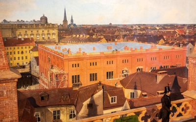 Even 19th century artists had to contend with scaffolding in their images.