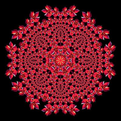Evolved kaleidoscopic picture created with a leaf seen in October