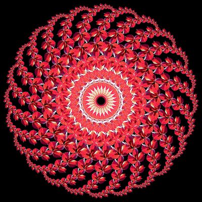 Reverse spiral leaf creation. 24 arms with 13 leaf copies in each arm. 312 copies of the same leaf