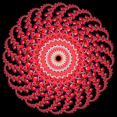 Reverse spiral leaf creation. 24 arms with 13 leaf copies in each arm. 312 copies of the same leaf