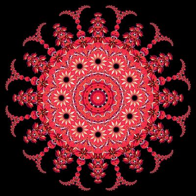 Evolved kaleidoscopic picture created with a leaf seen in October