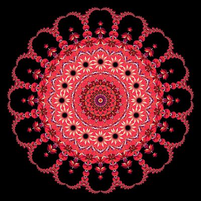 Evolved kaleidoscopic picture created with a leaf seen in October