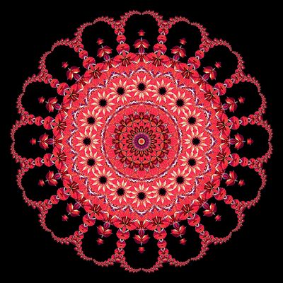 Evolved kaleidoscopic picture created with a leaf seen in October