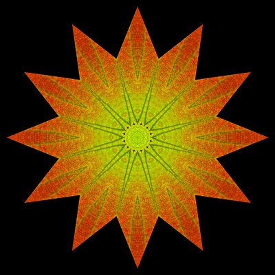 Kaleidoscopic picture created with an autumn leaf