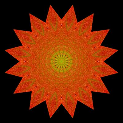 Kaleidoscopic picture created with an autumn leaf