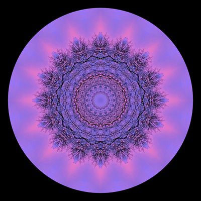 Kaleidoscope created with a picture of the sky seen after the sunset in February