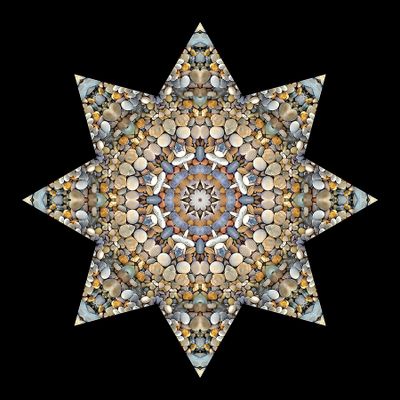 Kaleidoscopic creation done with stones seen in a riverbed