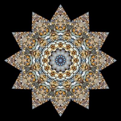 Kaleidoscopic creation done with stones seen in a riverbed