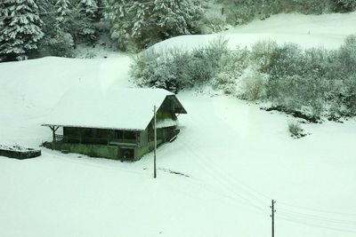 Picture taken through the window of the moving train