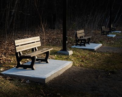 Banc dans la lumie¨re du matin