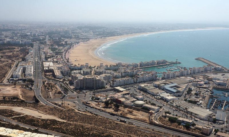 Town of Agadir with its port seen from the fort