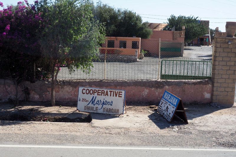 The entrance to the women's argan cooperative near Essaouira