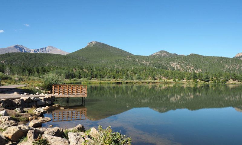 The mountainss across from Lily lake