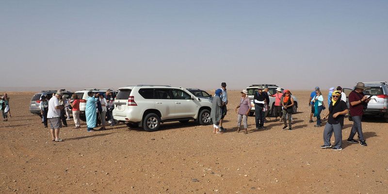 Arrival at berber dwelling in the Sahara desert