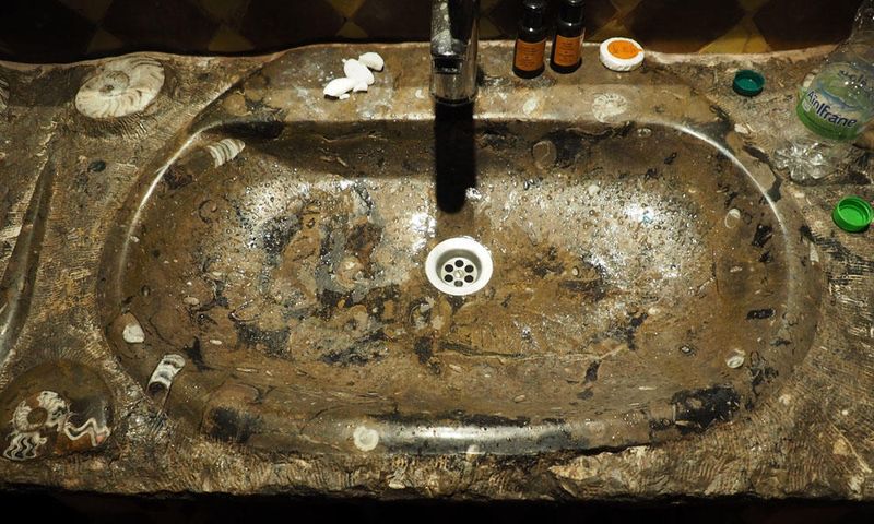 Sink made of fossilized granite in our hotel room